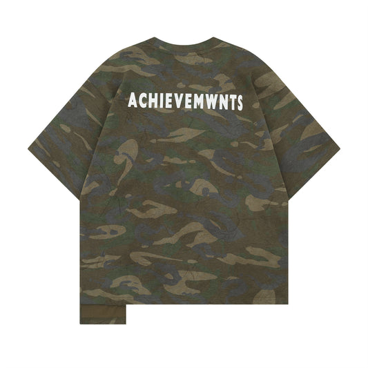 Retro Spliced Irregular Design Short Sleeve T-Shirt