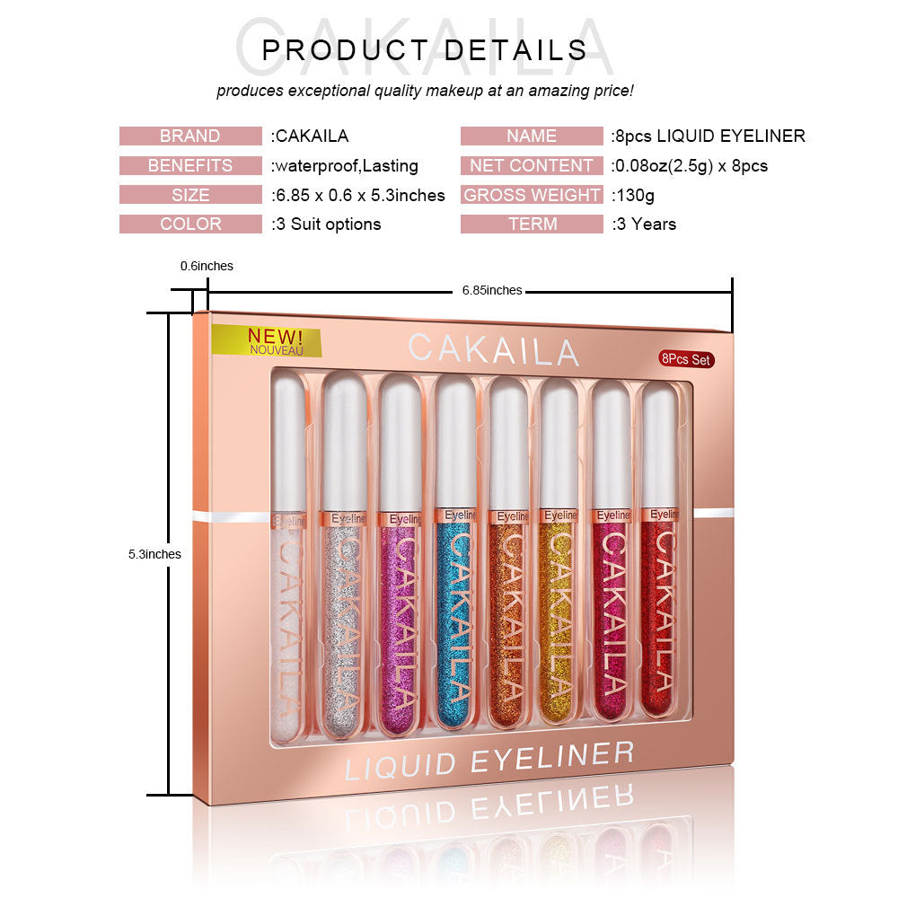 8 Color Matte Glitter Liquid Eyeliner Set – Long-Lasting & Smudge-Proof