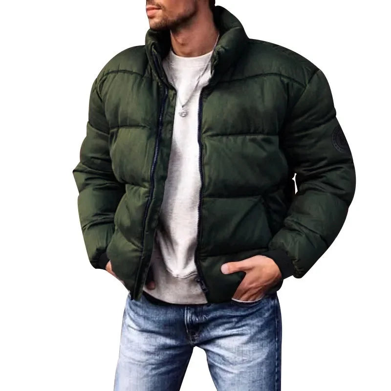 Men's Casual Harajuku Winter Cotton Jacket with Stand-Up Collar