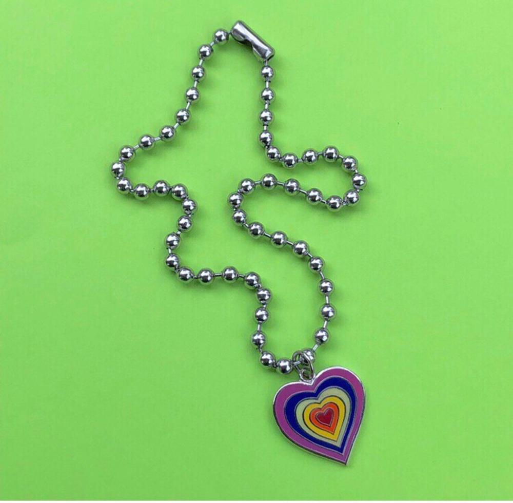 Colorful Butterfly Heart Pendant Necklace - Harajuku Style