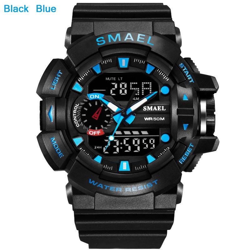 Men's Military Sports Watch - Dual Display Waterproof LED
