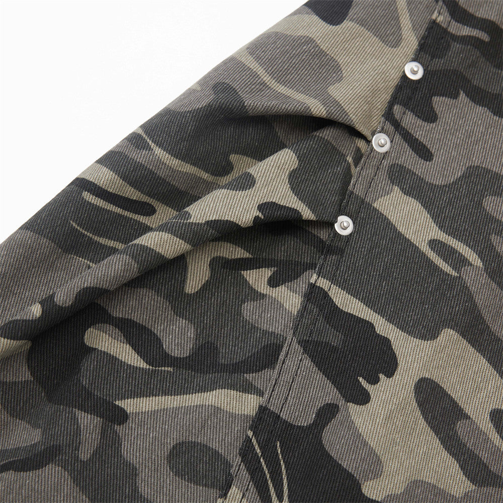 Men's Camouflage Curved Knife Denim Shorts - Harajuku Style