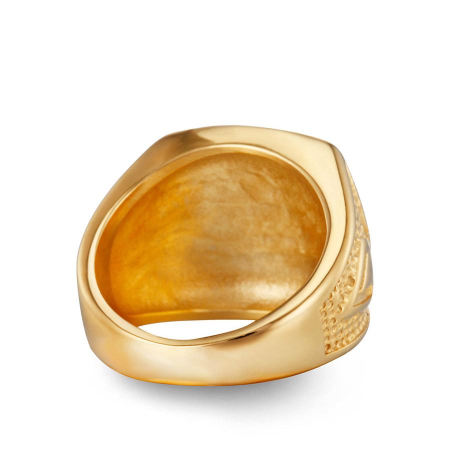 Vintage Masonic Gold Color Crystal Ring for Men