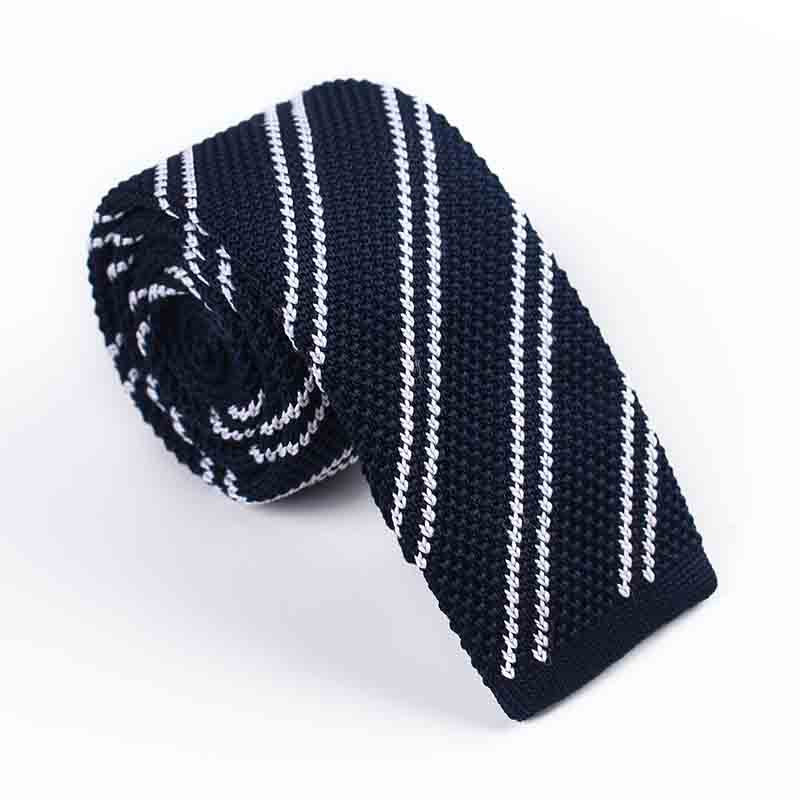 Twill Knitted Tie - Men's Stripe Contrast Tie