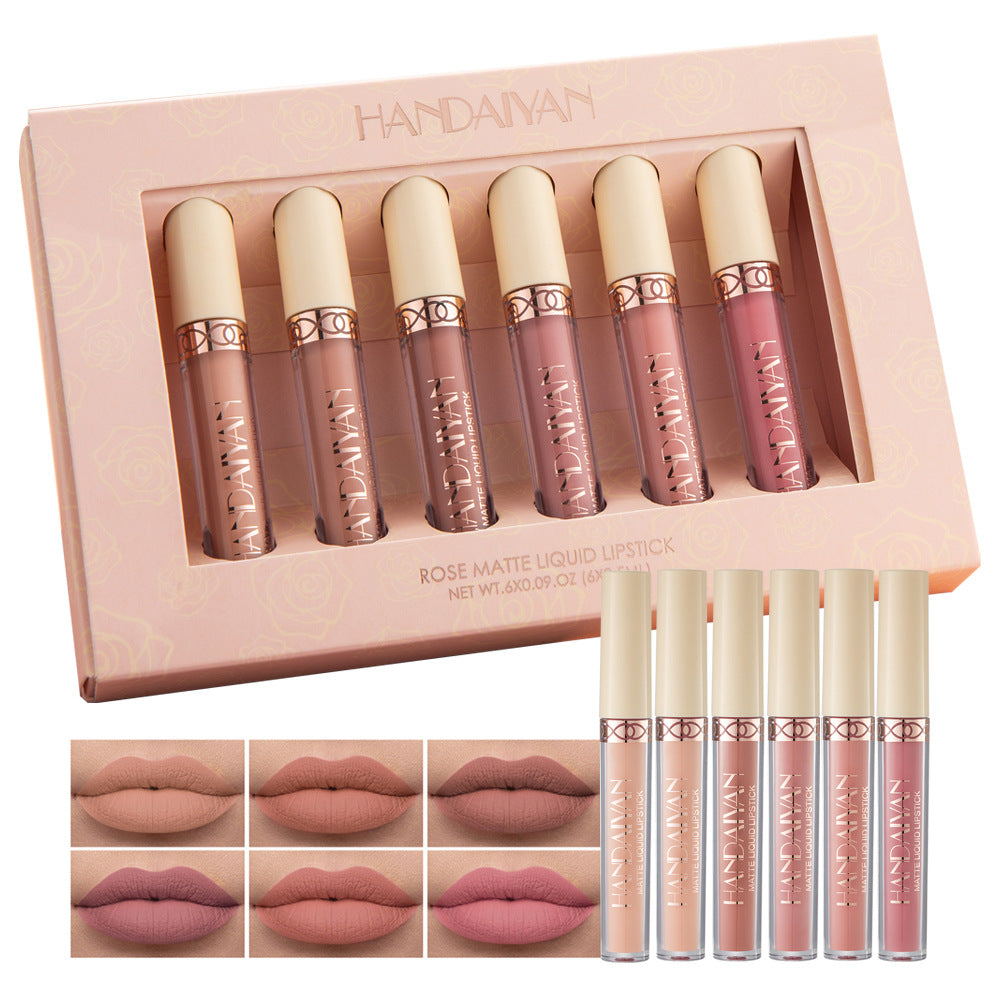 Harajuku Style 6 Matte Rose Lip Gloss Set - Gift Box