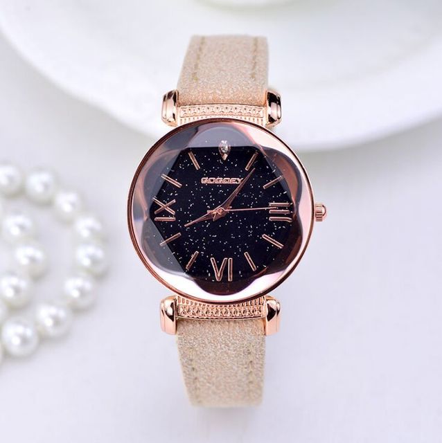 Playful Rose Gold Leather Watch for Women