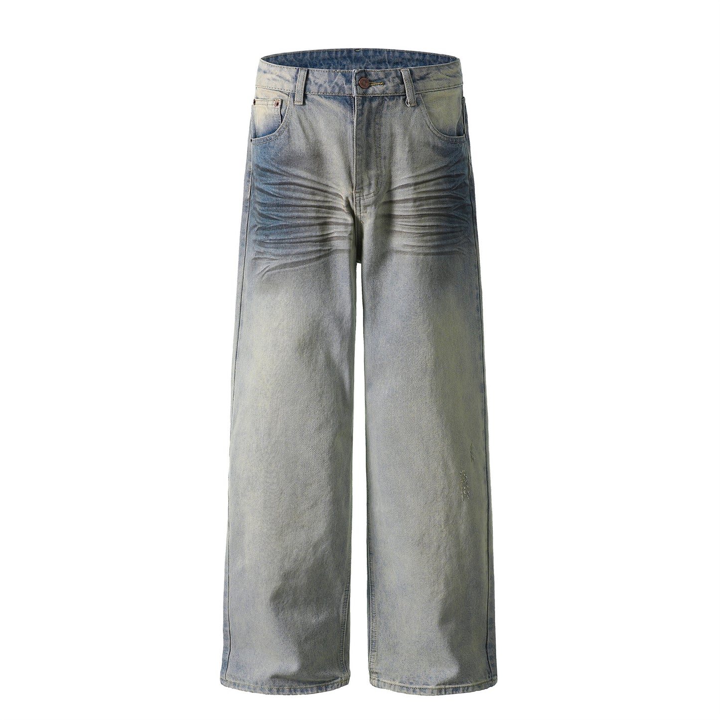 Washed Spray Dirty Cat Whisker Denim Pants