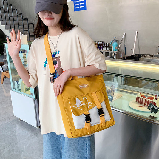 Harajuku Style Canvas Tote Bag for Students