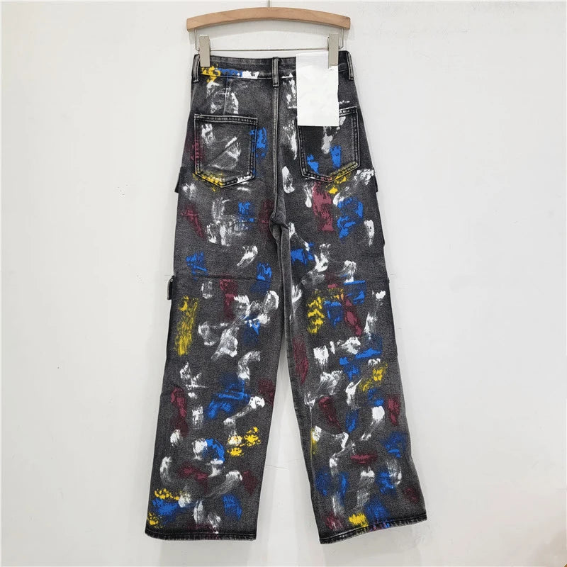 Graffiti Multi Pocket Workwear Jeans for Women