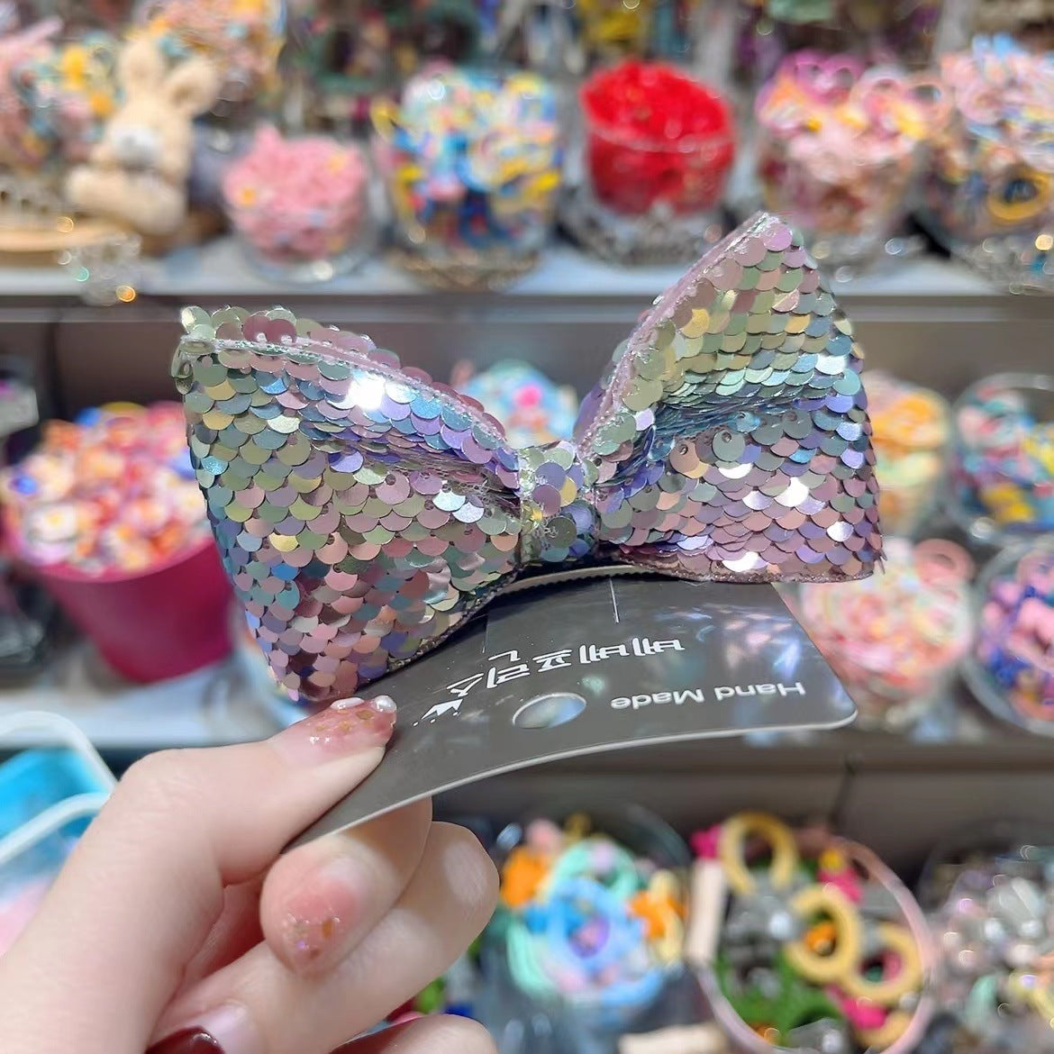 Japanese Style Children's Hair Accessories Sequins Three-Dimensional Bow Edge Clip Hairpin