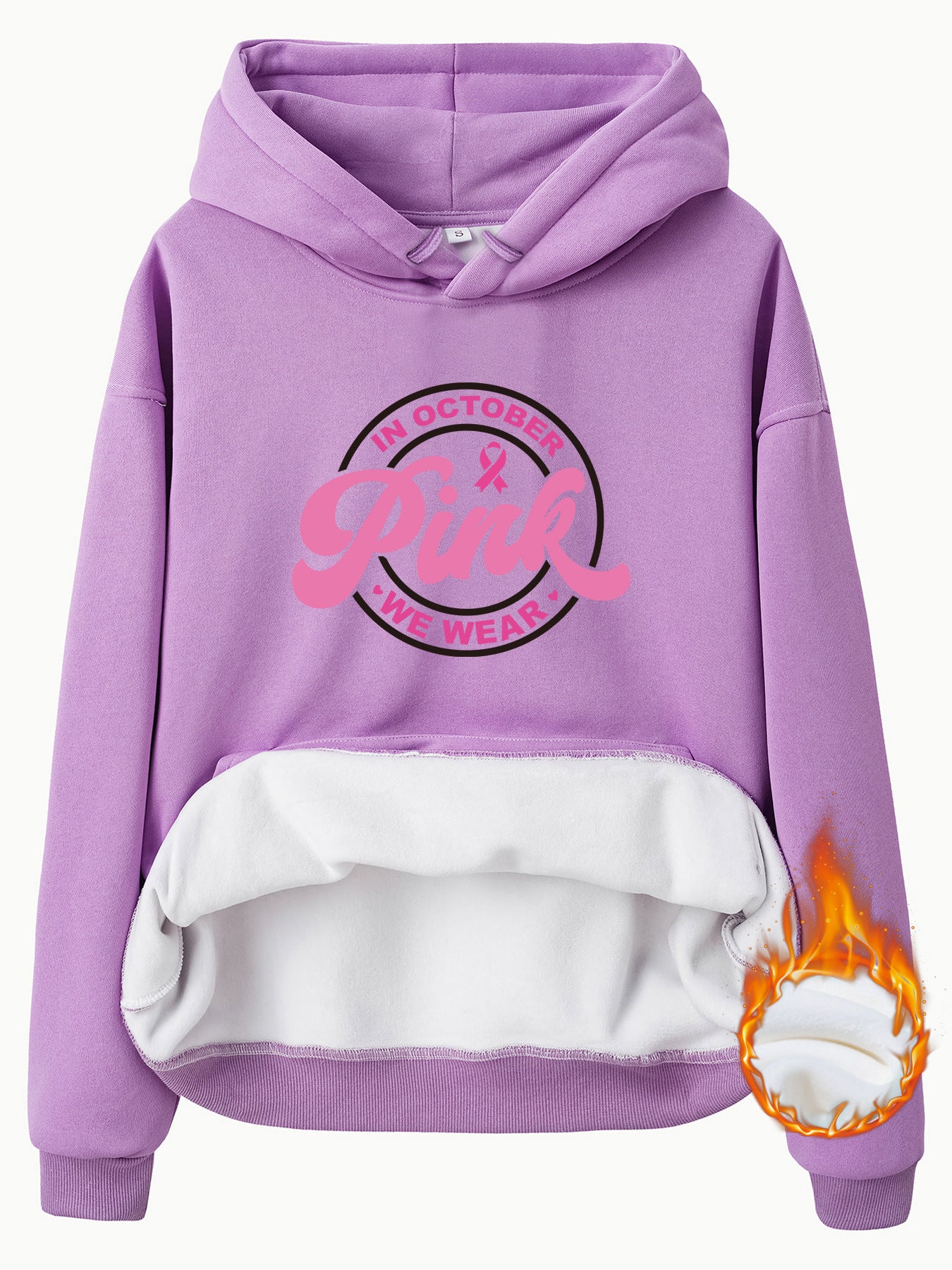 Breast Cancer Awareness Velvet Hooded Sweatshirt