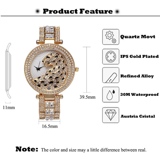 Bling Leopard Quartz Watch for Women