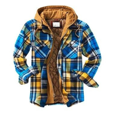 Men's Harajuku Plaid Jacket - Cotton 3D Printed Coat