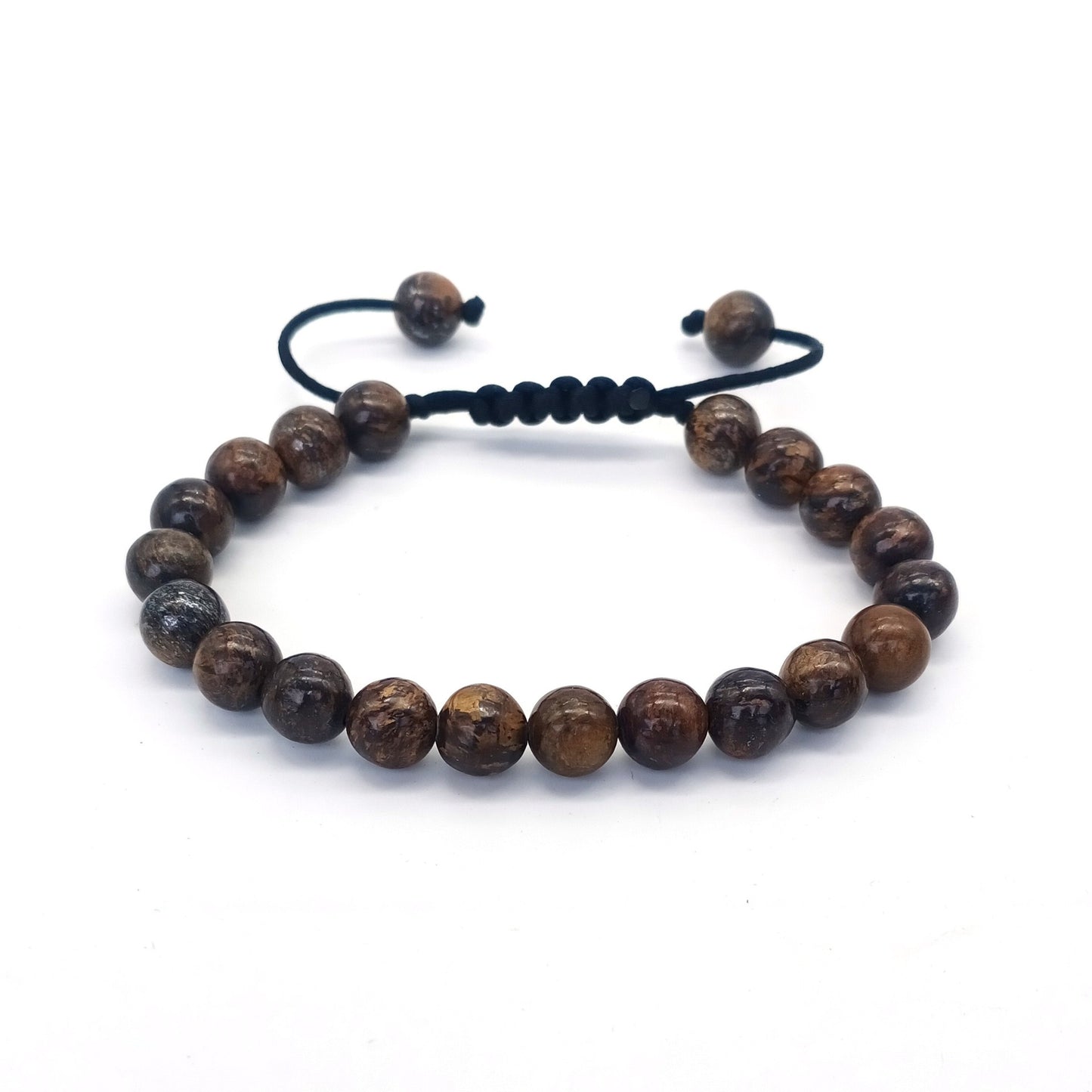 8mm Tiger Eye Stone Beads Bracelet - Adjustable & Braided