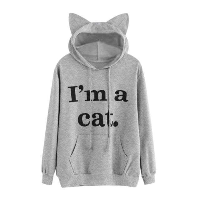 Harajuku Kawaii Cat Ear Hoodie - I AM A CAT