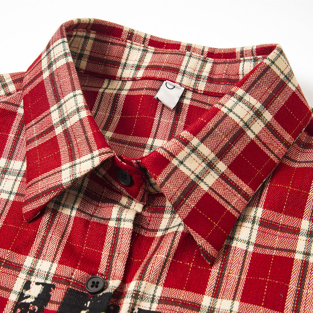 Harajuku Style Loose Plaid Shirt for Men