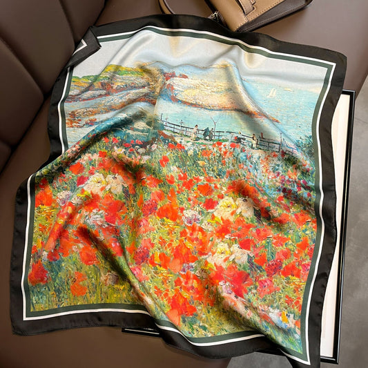 Fresh Mulberry Red Garden Silk Scarf – Harajuku Style