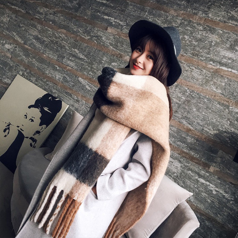 Mingjiebihuo Harajuku Style Plaid Scarf Shawl