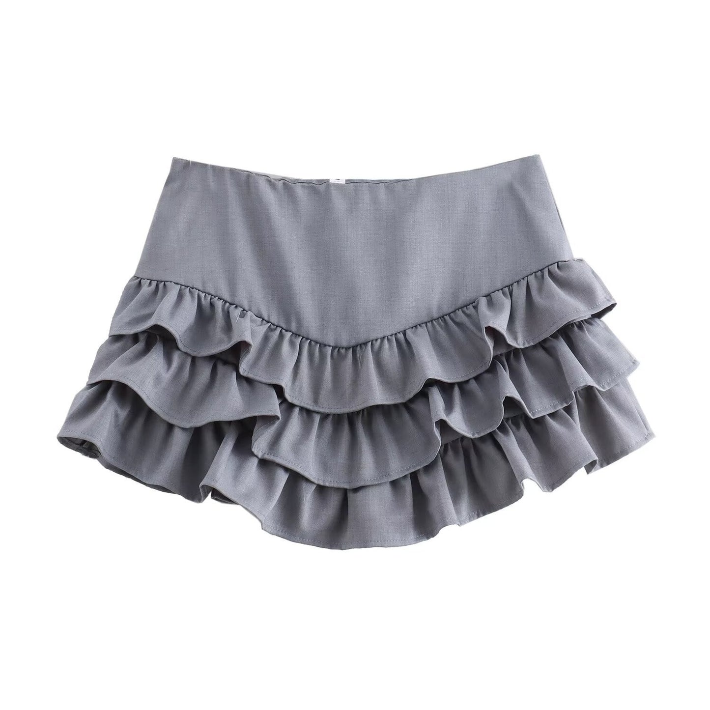 Charming and Fresh Layered Decoration with Gray Ruffle Edge Cake Skirt for Women