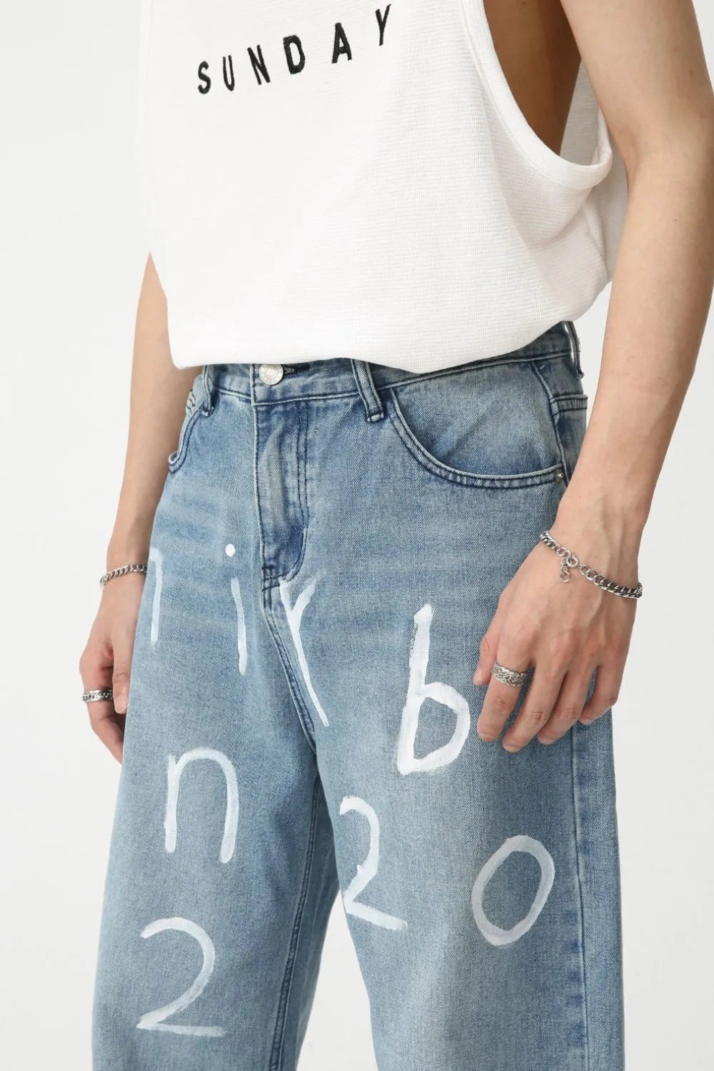 Men's Graffiti Wide Leg Jeans - Harajuku Style