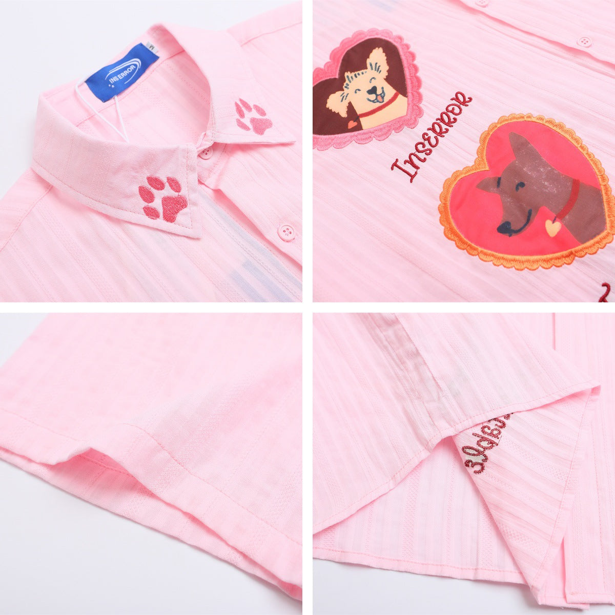 Retro Cute Dog Embroidery Shirt