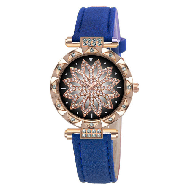 Starry Sky Leather Strap Watch for Women