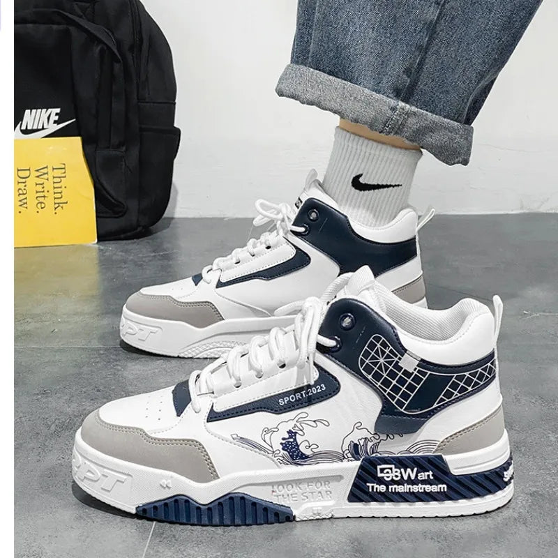 Height Increasing High-Top Whiteboard Shoes
