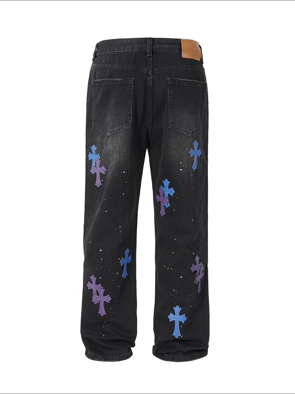 Men's Harajuku Style Cross Wide Straight Jeans