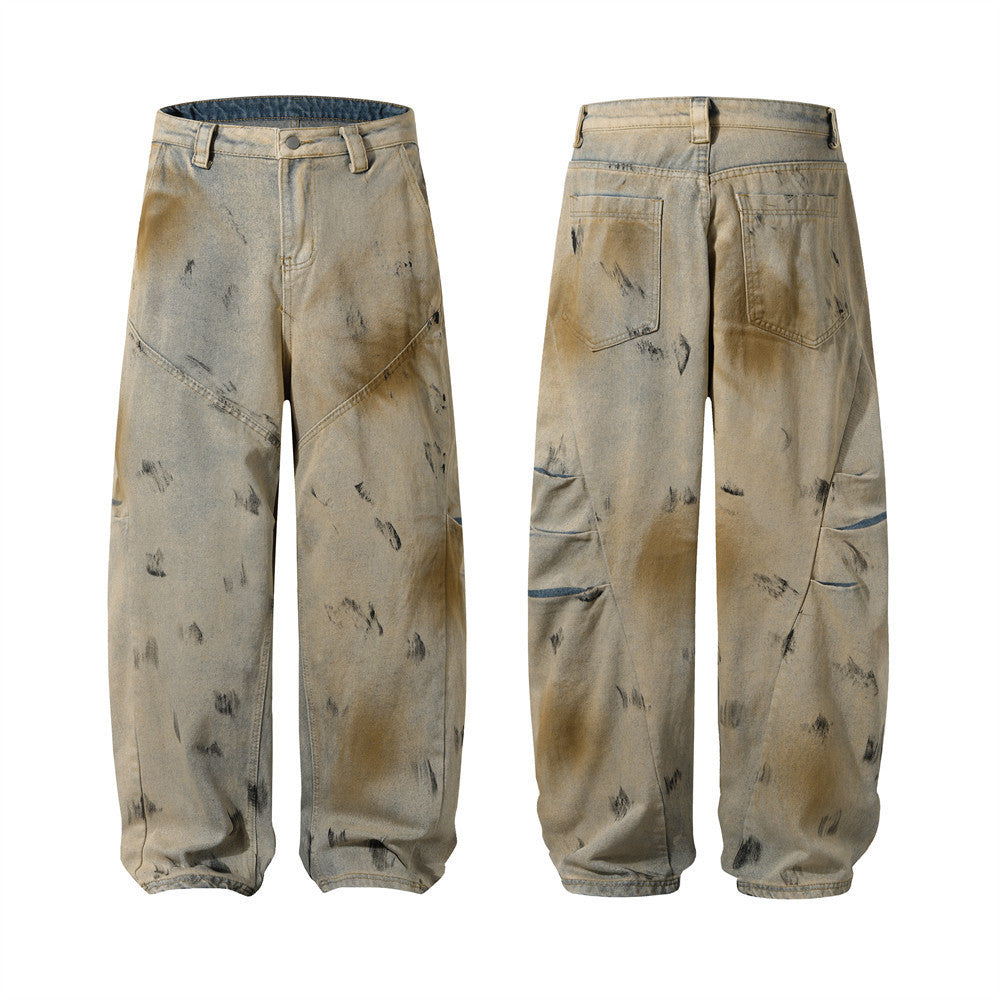 Vintage Dyed Wide-Leg Pants for Men - Harajuku Style