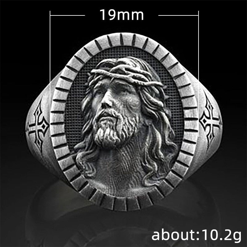Vintage Silver Jesus Cross Ring - Harajuku Style Jewelry