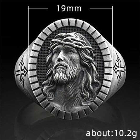 Vintage Silver Jesus Cross Ring - Harajuku Style Jewelry
