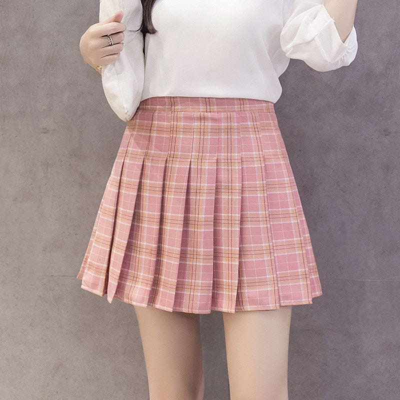 Harajuku Style High Waist Plaid Mini Skirt for Women