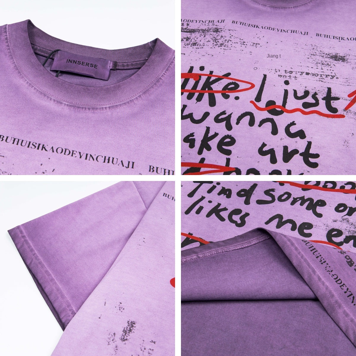 Harajuku Style Vintage Letter Print Casual T-Shirt for Men