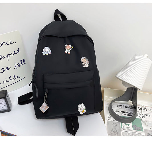 Solid Color Large-Capacity Schoolbag for Women