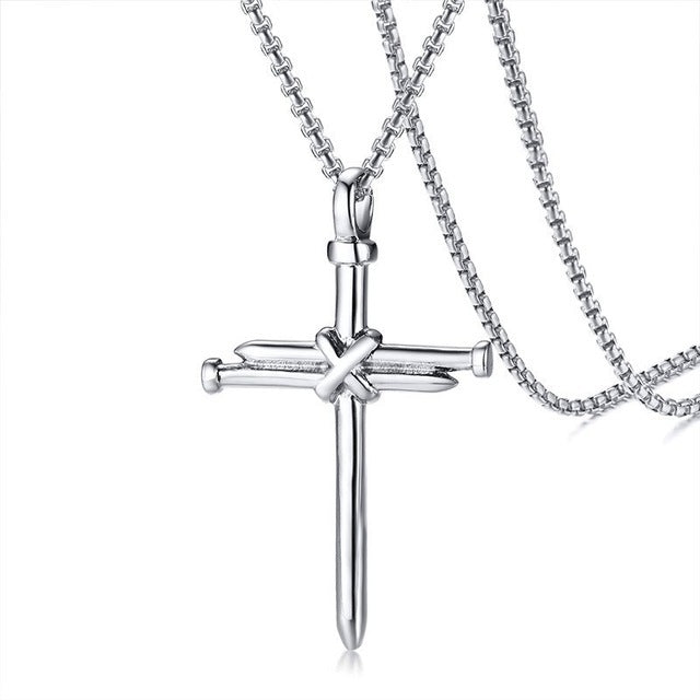 Harajuku Punk Titanium Steel Cross Pendant Necklace for Men