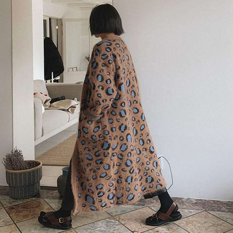 Playful Leopard-Print V Neck Cardigan for Women