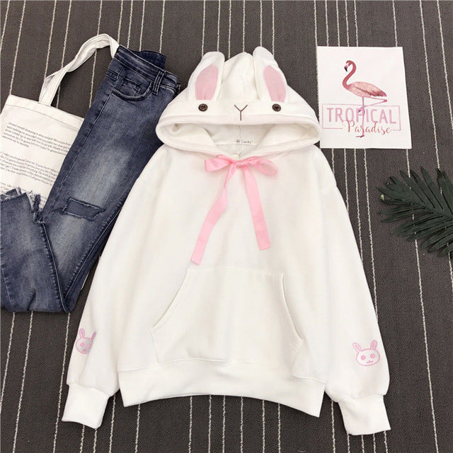 Cute Bunny Hoodie for Women - Harajuku Street Style Sweatshirt