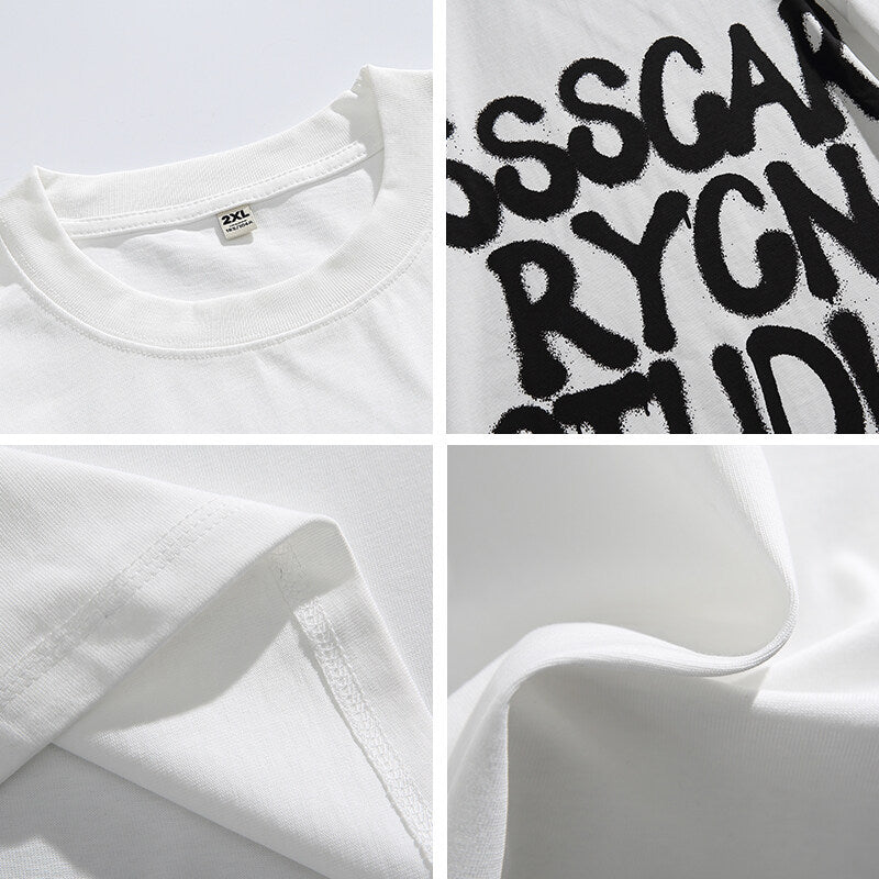 Harajuku Style Letter Graffiti Print Casual Shirt