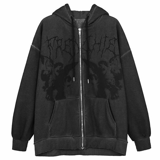 Goth Angel Hip Hop Streetwear Women’s Zipper Jacket