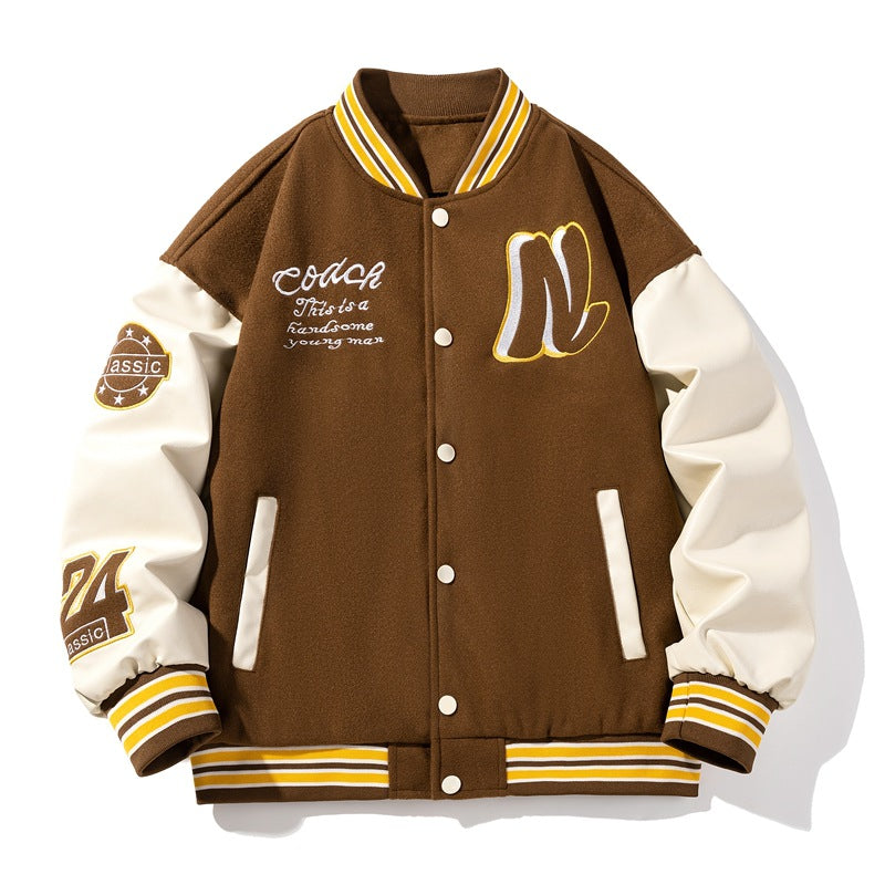Embroidered Harajuku Style Baseball Jacket for Couples