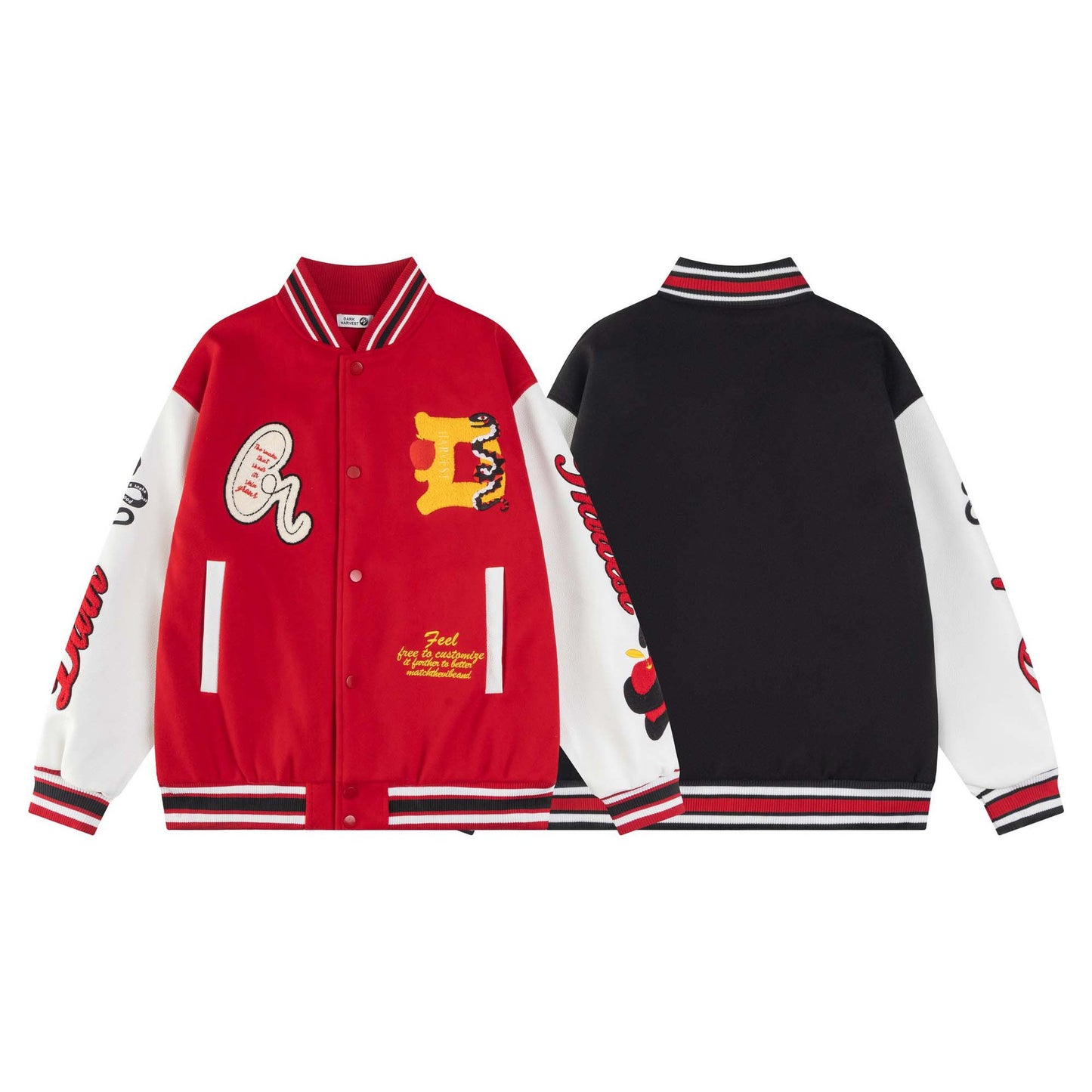 High Street Style Spliced PU Leather Baseball Jacket