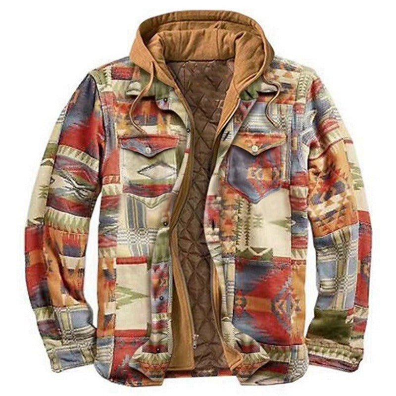 Men's Harajuku Plaid Jacket - Cotton 3D Printed Coat
