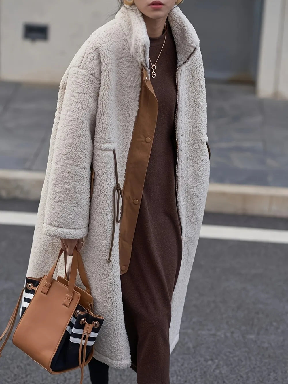 Harajuku Style Thick Lamb Wool Coat for Women