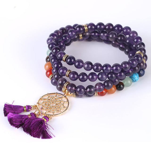 Mala Beads Dreamcatcher Bracelet with Tassel Charm