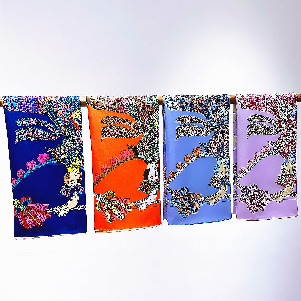 Handmade Curled Women's Knight Decorative Shawl - Large Square Scarf