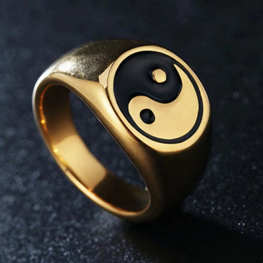 Harajuku Style Yin Yang Titanium Steel Ring