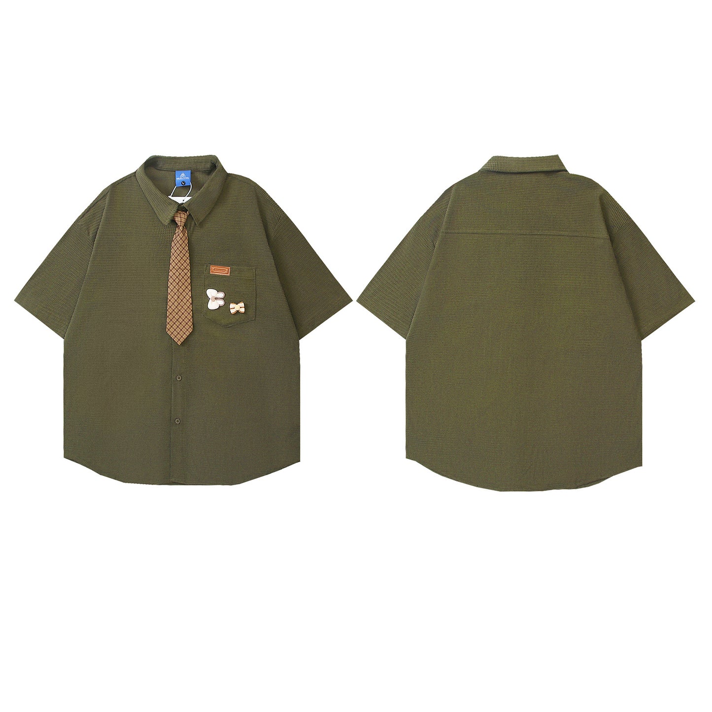 Retro Cartoon Embroidery Casual Shirt for Men