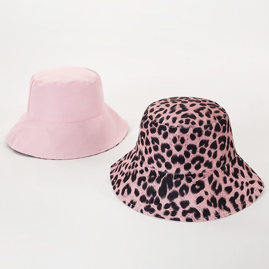Reversible Two-Sided Leopard Black Bucket Hat