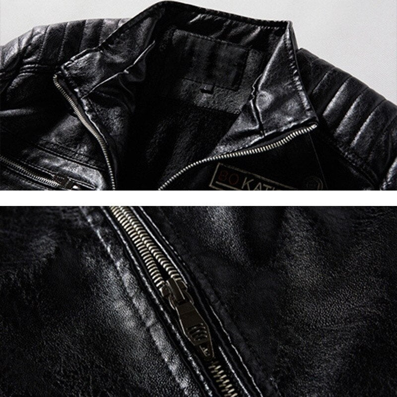 Harajuku Style Men’s Leather Motorcycle Jacket