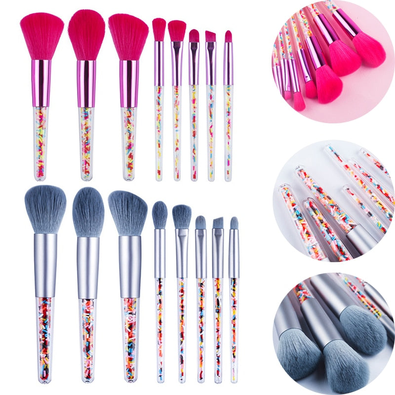 Candy-Themed Mini Makeup Brush Set - 5/8 Pcs